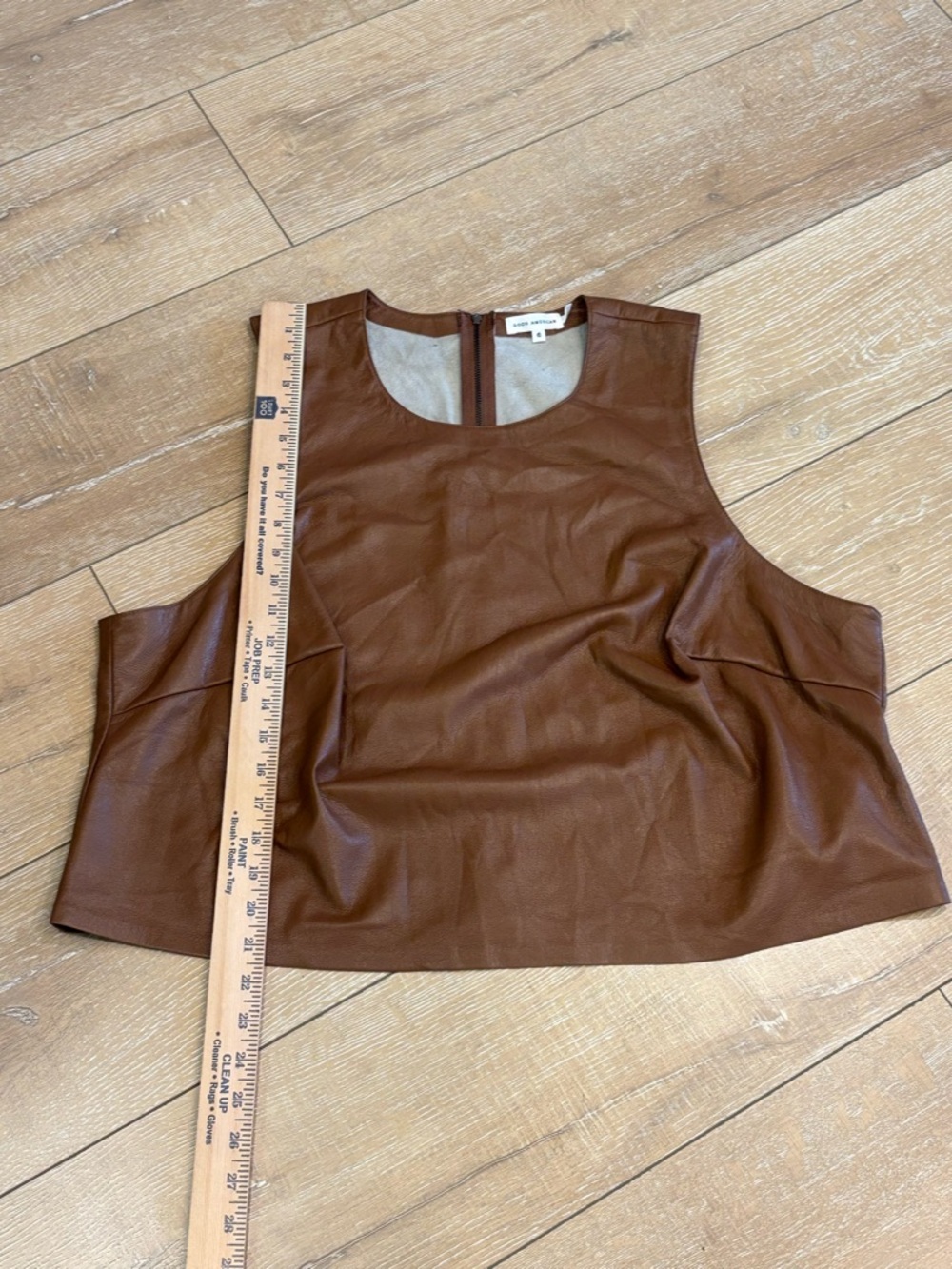 Good American Better Than Leather Crop Top - Burnt Caramel - Picture 6 of 7